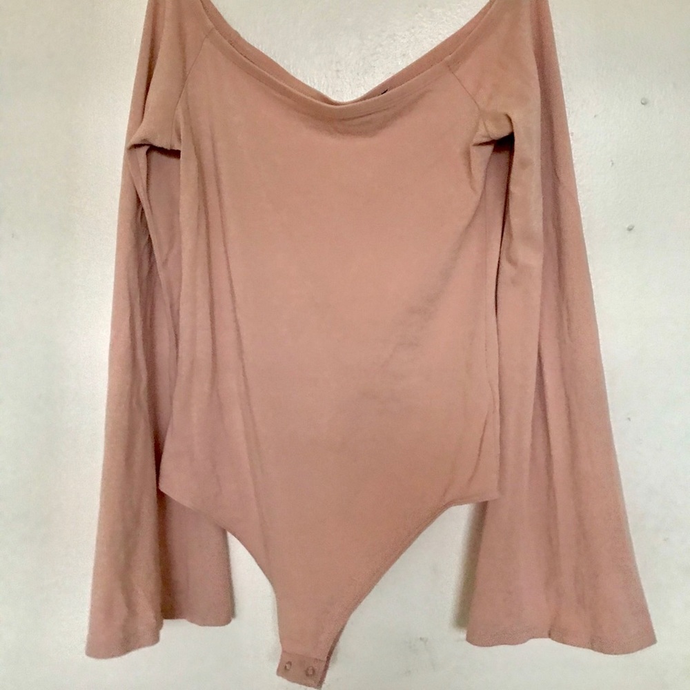 Nude Pink Bodysuit with Kimono Sleeves - Picture 3 of 6